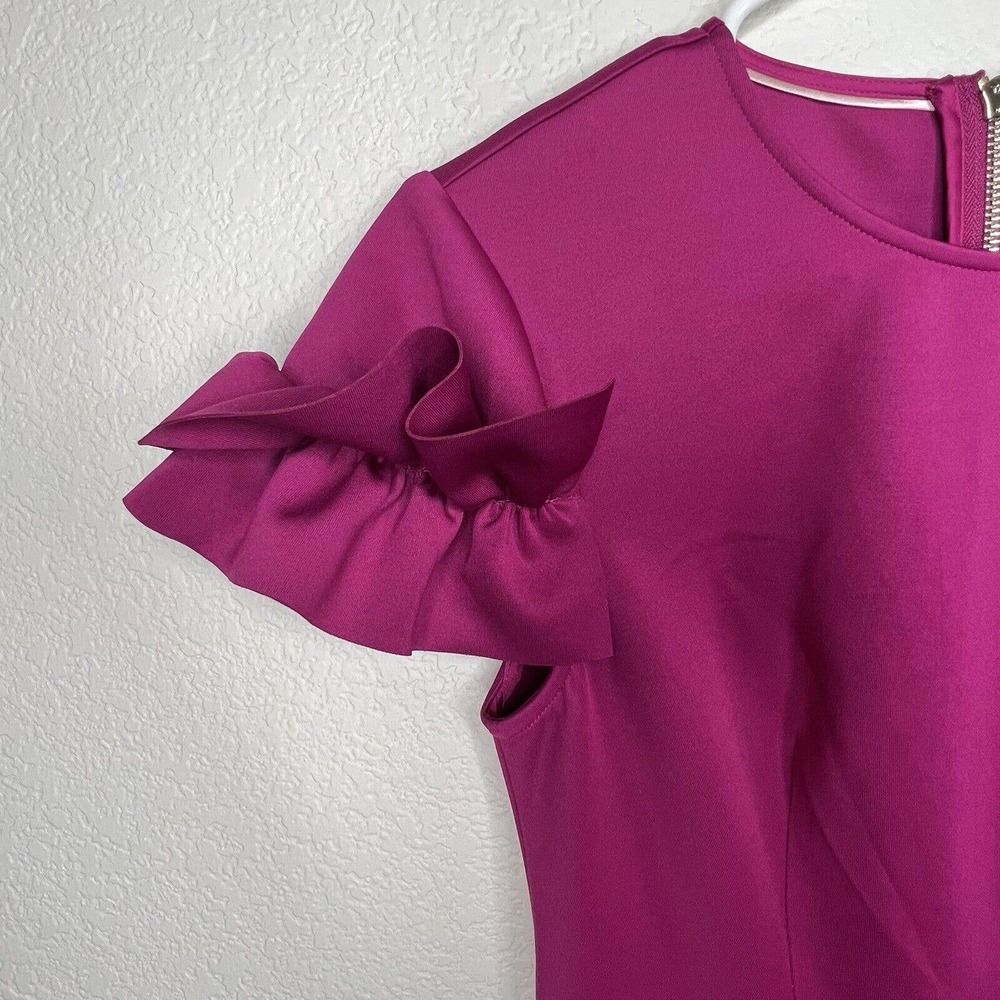 Ted Baker Luuciee Fit Flare Ruffle Scuba Dress Barbiecore Valentines Size 1 XS - Picture 7 of 12